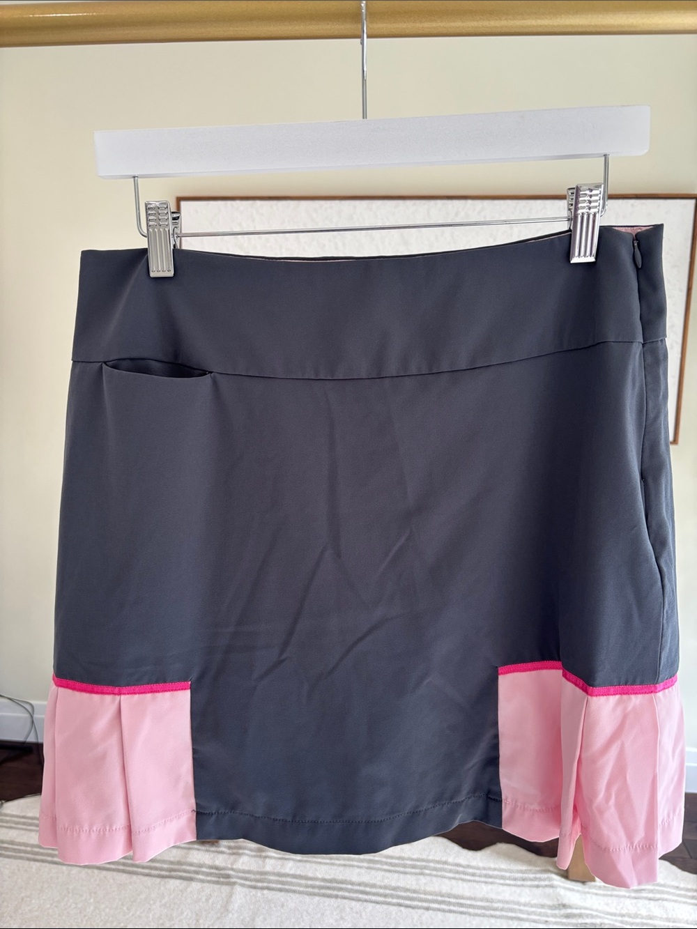Black Mini Skirt with Pink Panel Trim